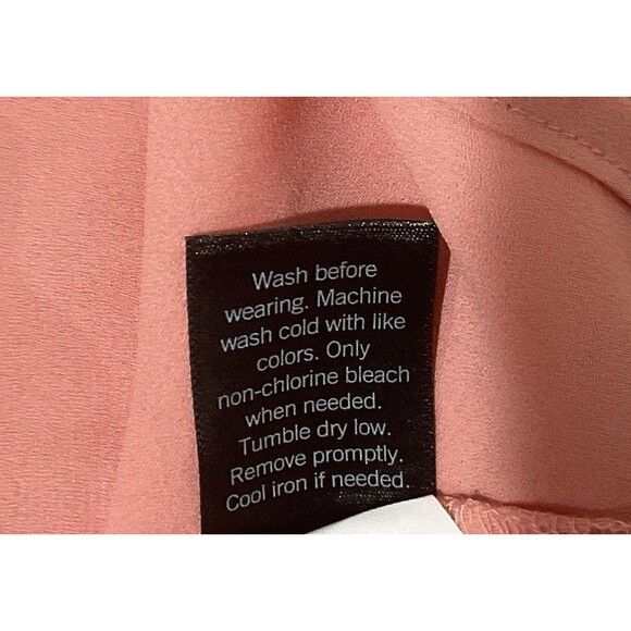 Simply Vera Vera Wang Women Pink Long Sleeve Blouse XL Pleated Chiffon Flowy - Picture 9 of 11